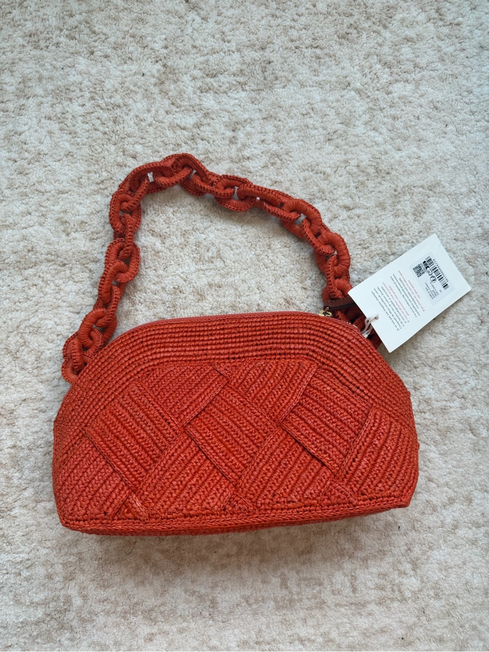 NWT Sezane Isabelle Bag in Braided Coral Raffia - Picture 4 of 7
